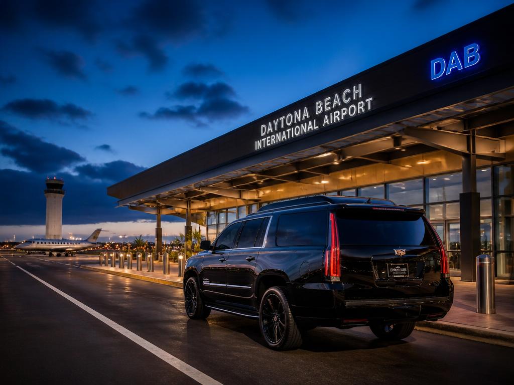 Daytona Beach International terminal with luxury black SUV